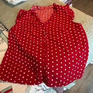 Red polka dot sleeveless shirt NWOT